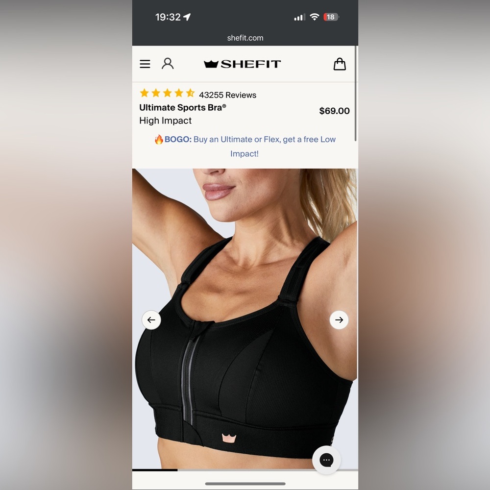 SHEFIT Sports Bra High Impact Medium NWOT